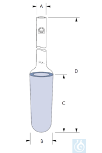 Bougie filtrant, conique Ø 25 x H 65, Por. 0, tube Ø 13 x L tot. 210 mm, Robu® Bougie filtrant,...